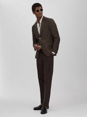 Oscar Jacobson Slim Fit Adjustable Cotton Trousers - Image 3 of 6