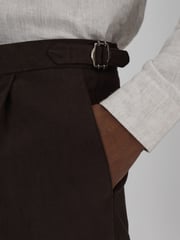 Oscar Jacobson Slim Fit Adjustable Cotton Trousers - Image 4 of 6