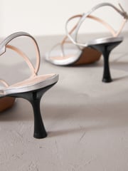 Silver Print Signature Leather Toe Post Heeled Sandals - Image 5 of 5