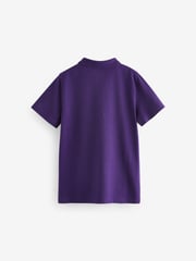 Purple Regular Fit Cotton School Short Sleeve 100% Cotton Polo Shirts 2 Pack (3-16yrs) - Image 3 of 4