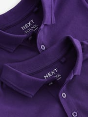 Purple Regular Fit Cotton School Short Sleeve 100% Cotton Polo Shirts 2 Pack (3-16yrs) - Image 4 of 4