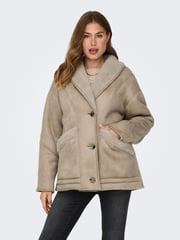 ONLY Cream Aviator Coat With Teddy Borg Lining - Image 1 of 6