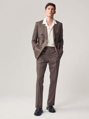 Brown Slim Fit Stripe Suit Trousers - Image 2 of 10