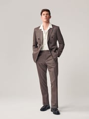 Brown Slim Fit Stripe Suit Trousers - Image 3 of 10