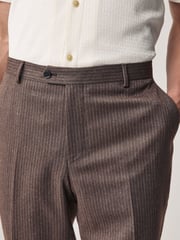 Brown Slim Fit Stripe Suit Trousers - Image 5 of 10