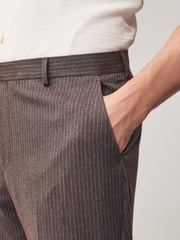 Brown Slim Fit Stripe Suit Trousers - Image 6 of 10