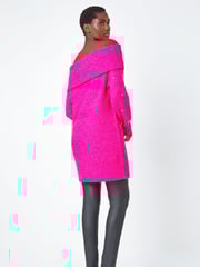 Roman Pink Sparkle Embellished Bardot Jumper - Image 2 of 4