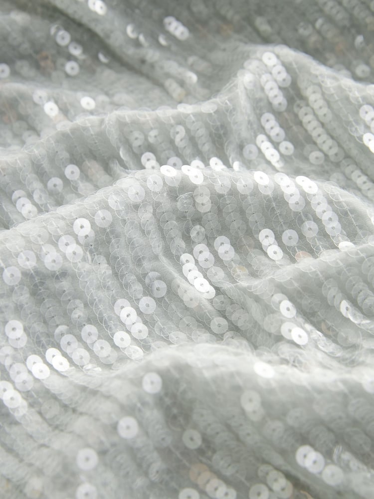 Silver Sequin Flutter Sleeve Maxi Dress - Image 11 of 11