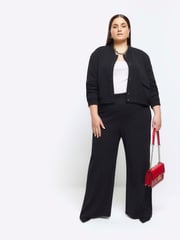 River Island Light Black Curve Stitched Wide Leg Trousers - Image 1 of 4