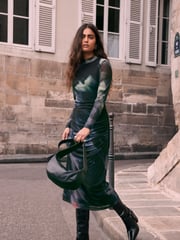 Mint Velvet Black Black Print Mesh Midi Dress - Image 2 of 6