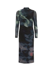 Mint Velvet Black Black Print Mesh Midi Dress - Image 5 of 6