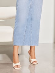 Lipsy Mid Wash Blue Petite Denim High Waist Maxi Skirt - Image 2 of 4