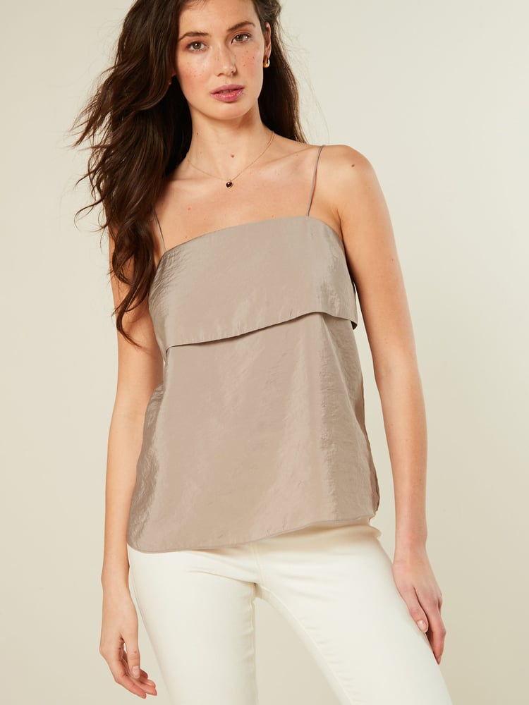 Mink Brown Layered Cami Top - Image 1 of 7
