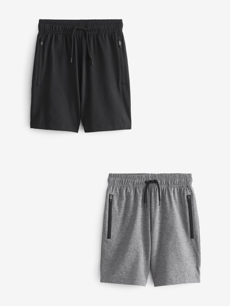 Black/Grey Light Weight Sports Shorts 2 Pack (3-17yrs) - Image 1 of 5