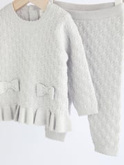 Grey 3D Bows Baby Knitted Jumper And Leggings Set (0mths-2yrs) - Image 11 of 15