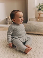 Grey 3D Bows Baby Knitted Jumper And Leggings Set (0mths-2yrs) - Image 2 of 15