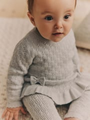 Grey 3D Bows Baby Knitted Jumper And Leggings Set (0mths-2yrs) - Image 4 of 15