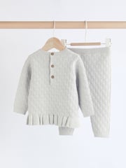 Grey 3D Bows Baby Knitted Jumper And Leggings Set (0mths-2yrs) - Image 6 of 15