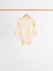 Pink/Cream Baby Long Sleeve Frill Bodysuits 4 Pack (0mths-2yrs) - Image 4 of 11