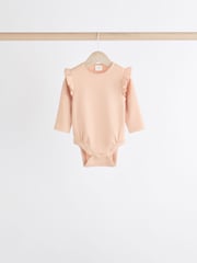 Pink/Cream Baby Long Sleeve Frill Bodysuits 4 Pack (0mths-2yrs) - Image 5 of 11