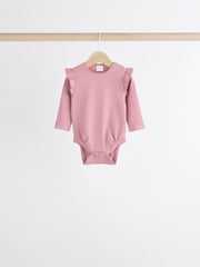 Pink/Cream Baby Long Sleeve Frill Bodysuits 4 Pack (0mths-2yrs) - Image 6 of 11