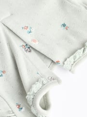 Sage Green/ Tan Brown Floral Baby Long Sleeve 100% Cotton Bodysuits 3 Pack - Image 7 of 10