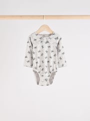 Grey Bow Neckline Baby Long Sleeve 100% Cotton Bodysuits 3 Pack - Image 2 of 10