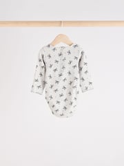 Grey Bow Neckline Baby Long Sleeve 100% Cotton Bodysuits 3 Pack - Image 4 of 10