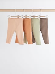 Sage Green Ribbed Baby Leggings 4 Pack - Image 1 of 5