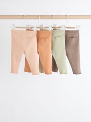 Sage Green Ribbed Baby Leggings 4 Pack - Image 2 of 5