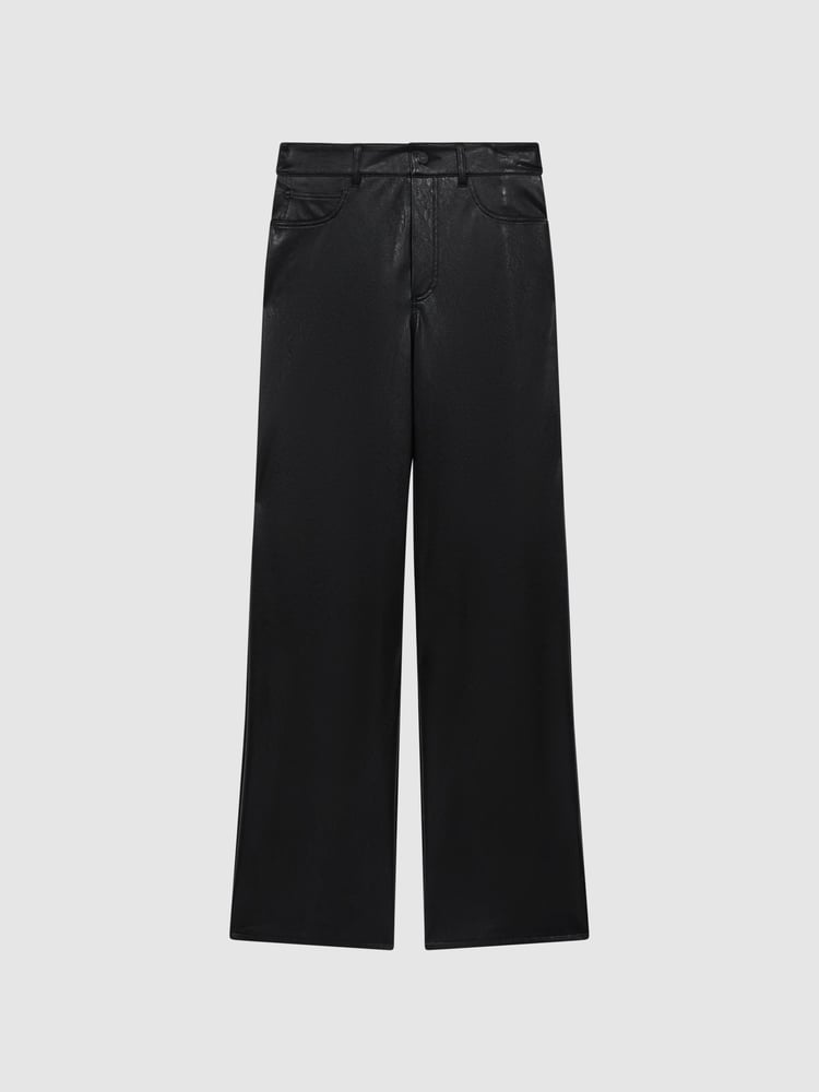 Paige High Rise Leather-Look Wide Leg Jeans - Image 2 of 6