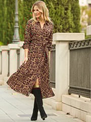 Sosandar Brown Midi Shirt Dress With Belt - Image 3 of 5