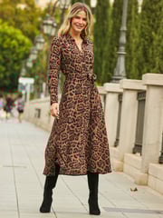 Sosandar Brown Midi Shirt Dress With Belt - Image 4 of 5