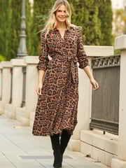 Sosandar Brown Midi Shirt Dress With Belt - Image 5 of 5