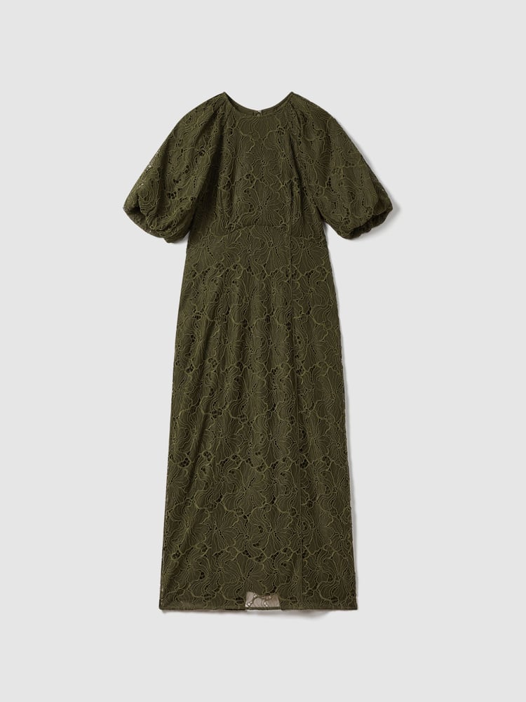 Florere Lace Puff Sleeve Midi Dress - Image 2 of 6