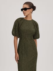 Florere Lace Puff Sleeve Midi Dress - Image 4 of 6