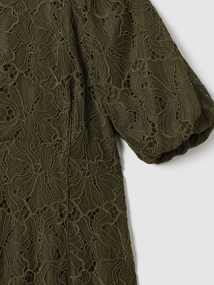 Florere Lace Puff Sleeve Midi Dress - Image 6 of 6