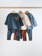 Navy Blue Lion Baby Tops and Leggings 6 Piece Set - Image 1 of 15