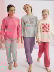 Ecru Cream/Pink Jogger Pyjamas 3 Pack (3-16yrs) - Image 1 of 14