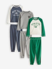 Blue/Grey Jogger Pyjamas 3 Pack (3-16yrs) - Image 5 of 11
