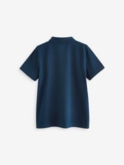 Navy Regular Fit Cotton School Short Sleeve 100% Cotton Polo Shirts 2 Pack (3-16yrs) - Image 3 of 4