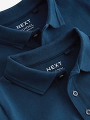 Navy Regular Fit Cotton School Short Sleeve 100% Cotton Polo Shirts 2 Pack (3-16yrs) - Image 4 of 4