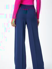 Roman Blue Wide Leg Tie Front Stretch Trousers - Image 2 of 5