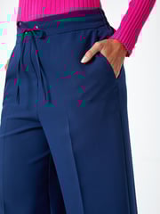 Roman Blue Wide Leg Tie Front Stretch Trousers - Image 5 of 5