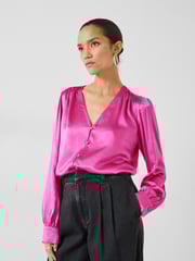 Hush Pink Priscilla Satin Tie Blouse - Image 1 of 5