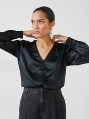 Hush Black Priscilla Satin Tie Blouse - Image 1 of 5