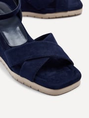 Linzi Blue Imogen Lightweight Faux Suede Crossover Front Wedge - Image 5 of 5
