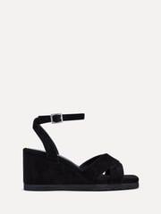 Linzi Black Imogen Lightweight Faux Suede Crossover Front Wedge - Image 2 of 5