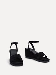 Linzi Black Imogen Lightweight Faux Suede Crossover Front Wedge - Image 3 of 5