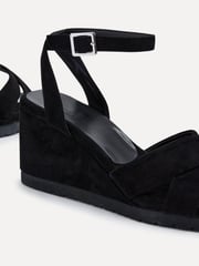 Linzi Black Imogen Lightweight Faux Suede Crossover Front Wedge - Image 4 of 5